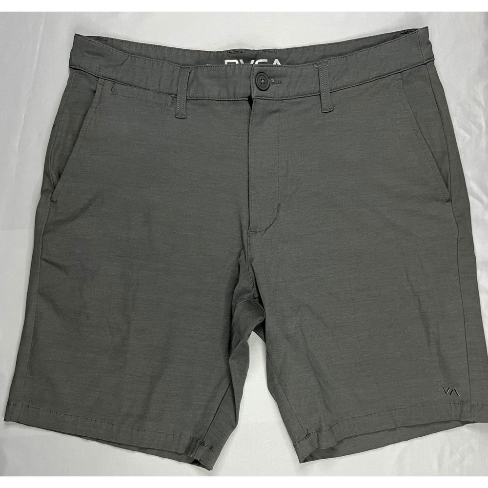 RVCA Mens Hybrid Shorts Size 31 Gray Stretch Chino Walk Shorts Charcoal